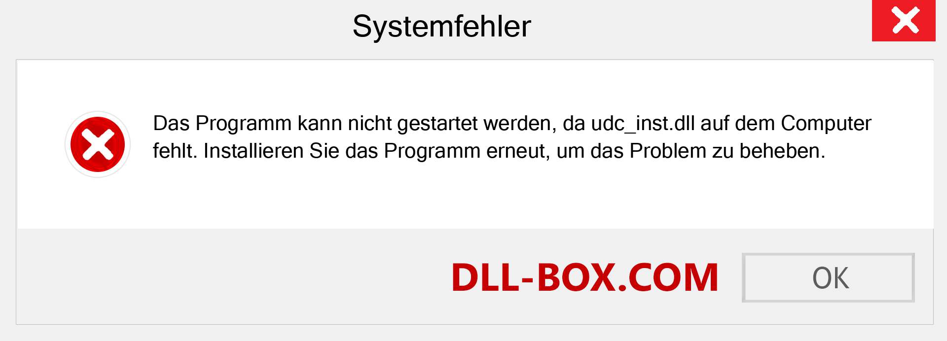 udc_inst.dll-Datei fehlt?. Download für Windows 7, 8, 10 - Fix udc_inst dll Missing Error unter Windows, Fotos, Bildern